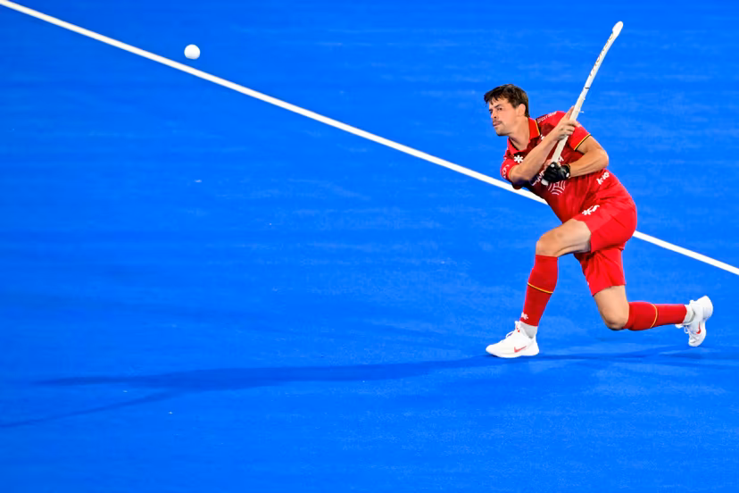 Belgium's Tommy Willems pictured during a hockey game between Belgium's Red Lions and France, the first (out of three) matches during the group stage of the men's 2026 Hockey World Cup, Saturday 15 August 2026 in Wavre. The 2026 edition of the Hockey World Cup takes place in Belgium and The Netherlands from August 15 to August 30. BELGA PHOTO DIRK WAEM