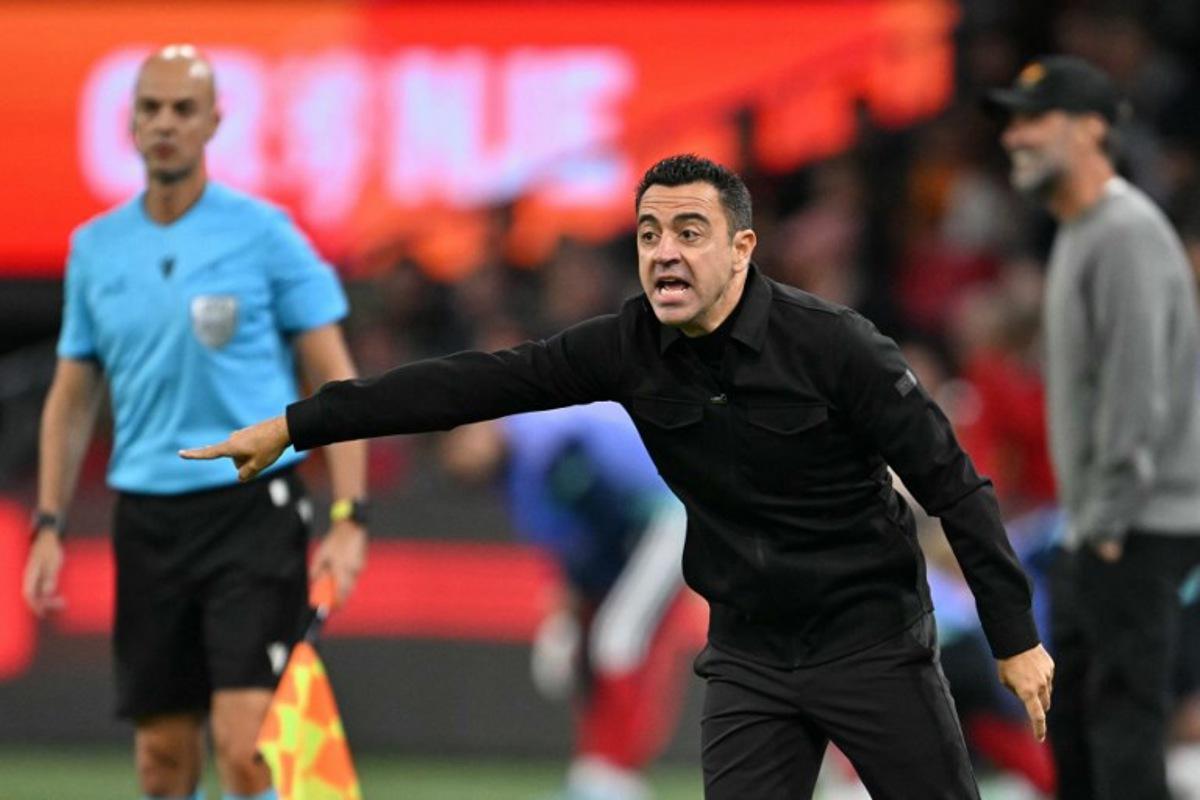 Netherlands' coach Xavi Hernandez gestures during the UEFA Nations League (League A, Group A2) football match between Netherlands and Germany at Johan Cruijff ArenA in Amsterdam on September 24, 2026. NICOLAS TUCAT / AFP