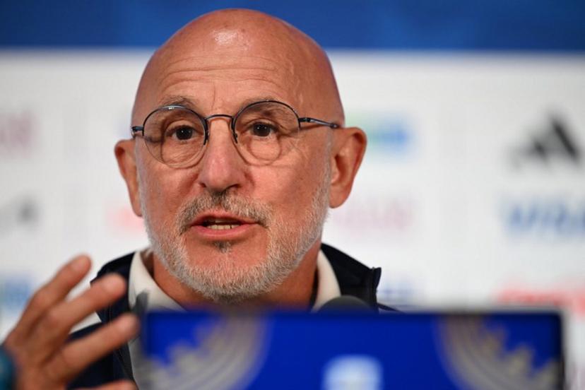 Spain's head coach Luis de la Fuente gives an MD-1 press conference at the Dallas Stadium in Arlington on July 13, 2026, on the eve of the 2026 World Cup football tournament semi-final match between France and Spain. MAURO PIMENTEL / AFP