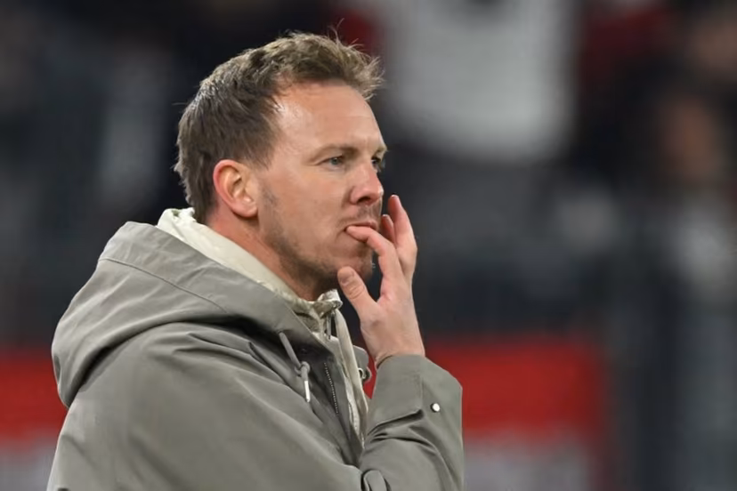 Germany's headcoach Julian Nagelsmann reacts during the international friendly football match between Switzerland and Germany at St. Jakob-Park in Basel, Switzerland on March 27, 2026. Fabrice COFFRINI / AFP