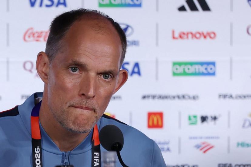 England's German head coach Thomas Tuchel gives an MD-1 press conference at the Atlanta Stadium in Atlanta on July 14, 2026, on the eve of the 2026 World Cup football tournament semi-final match between England and Argentina. Thomas COEX / AFP