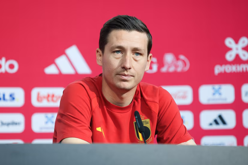 Belgium's Hans Vanaken pictured during a press conference of Belgian national soccer team Red Devils at the Longacres sport complex in Seattle, on Wednesday 24 June 2026. The Red Devils prepare for their third game in the group stage of the 2026 FIFA World Cup. BELGA PHOTO BRUNO FAHY