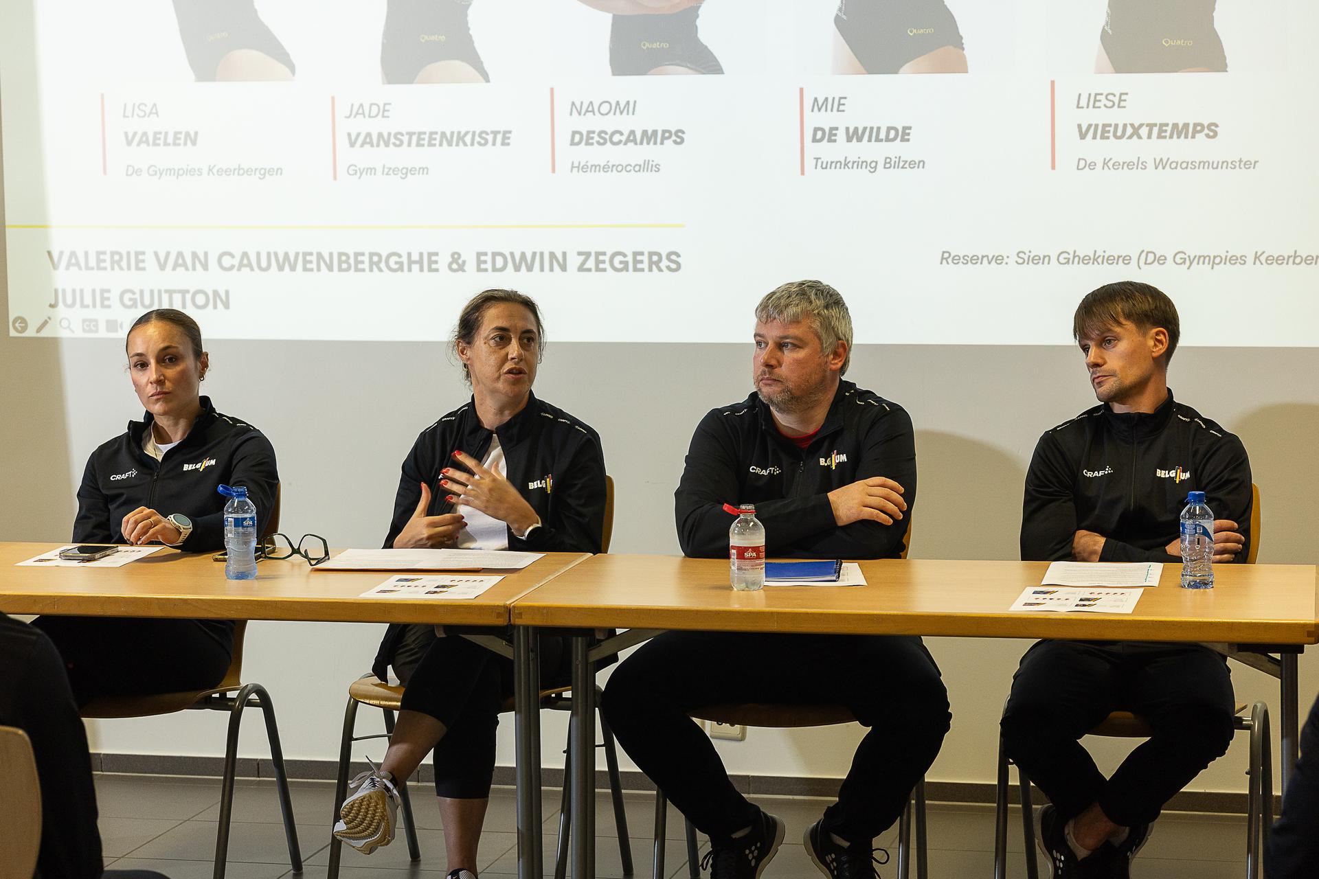 Team coaches pictured during a press moment of Belgium's artistic gymnastics team, Wednesday 7 October 2026, in Gent, ahead of the Worlds Championships in Rotterdam from 17 to 25 October 2026. BELGA PHOTO JAMES ARTHUR PHOTOGRAPHY