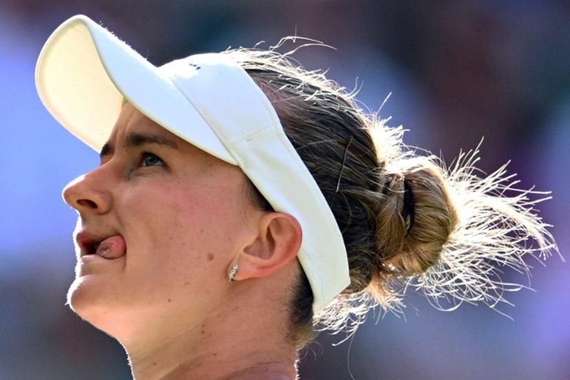 Czech Republic's Barbora Krejcikova reacts as she plays against Russia's Mirra Andreeva during their women's singles second round tennis match on the third day of the 2026 Wimbledon Championships at The All England Lawn Tennis and Croquet Club in Wimbledon, southwest London, on July 1, 2026. Kirill KUDRYAVTSEV / AFP