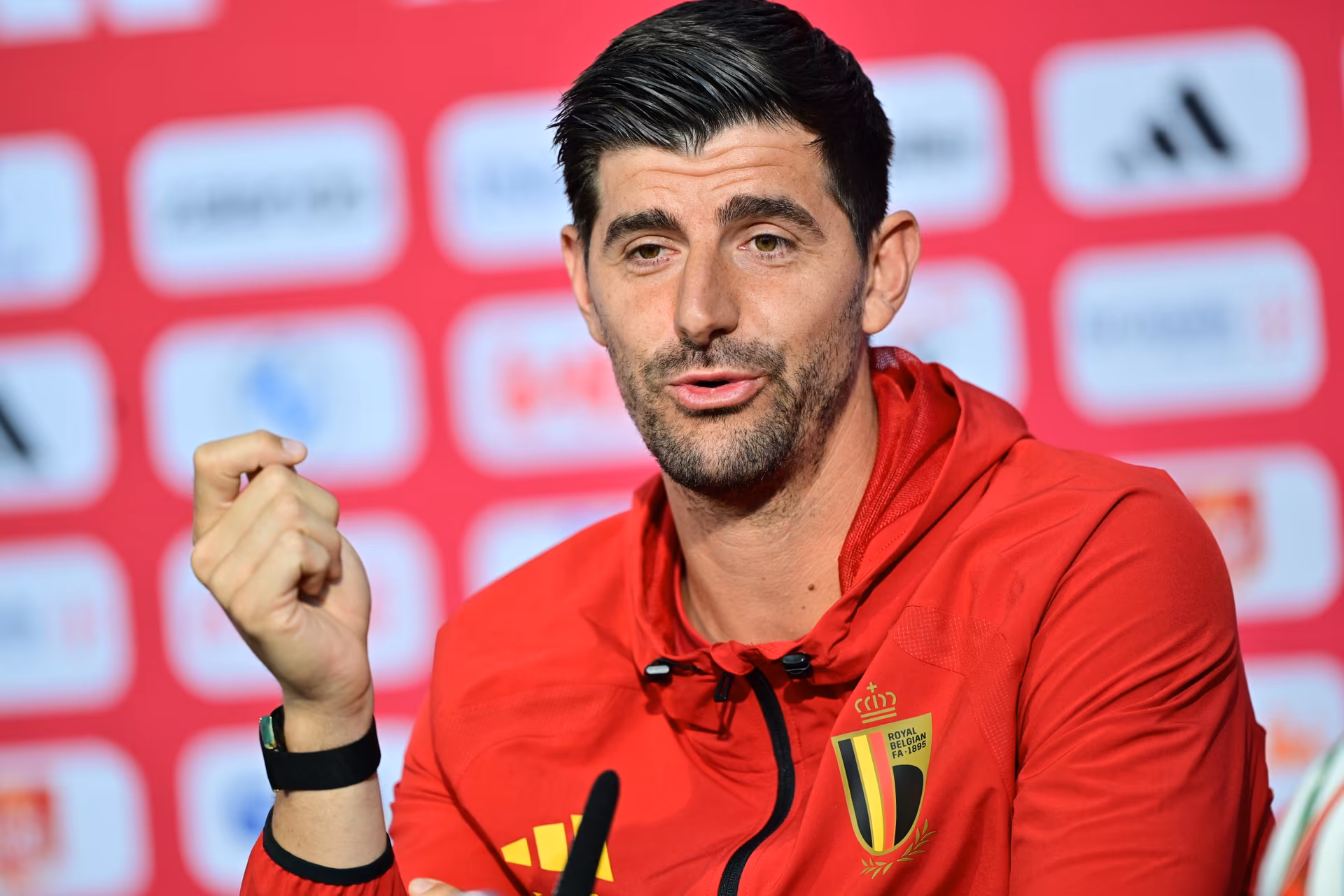 Belgium's goalkeeper Thibaut Courtois pictured at a press conference of Belgian national soccer team Red Devils in their base camp, home of the Seattle Sounders, Renton, Seattle, USA, on Thursday 11 June 2026. The Red Devils prepare for the 2026 FIFA World Cup. BELGA PHOTO DIRK WAEM