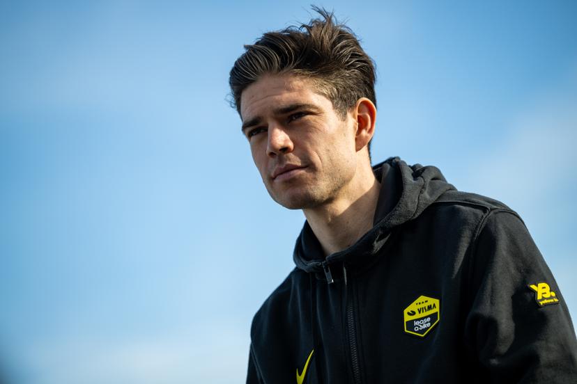 Belgian Wout van Aert pictured during the team presentation of the Team Visma-Lease a Bike cycling team in Alicante, Spain, Tuesday 13 January 2026. BELGA PHOTO DAVID PINTENS
