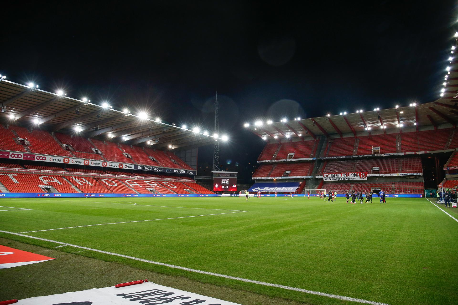 Illustration picture shows the empty stands at the Sclessin stadium during a soccer match between Standard de Liege and KV Oostende, Sunday 01 November 2020 in Liege, on day 11 of the 'Jupiler Pro League' first division of the Belgian championship. BELGA PHOTO BRUNO FAHY