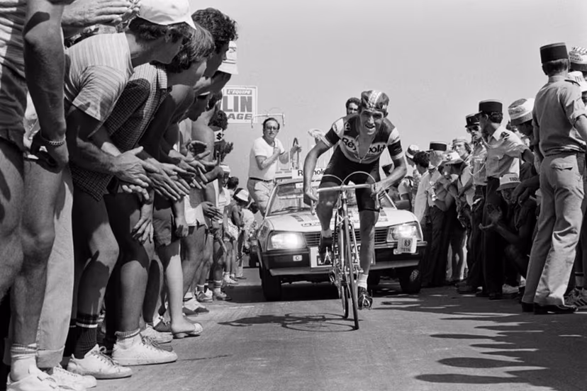 Spanish cyclist Angel Arroyo rides during the 15th stage of the Tour de France cycling race between Clermont-Ferrand and Puy-De-Dome on July 16, 1983. AFP