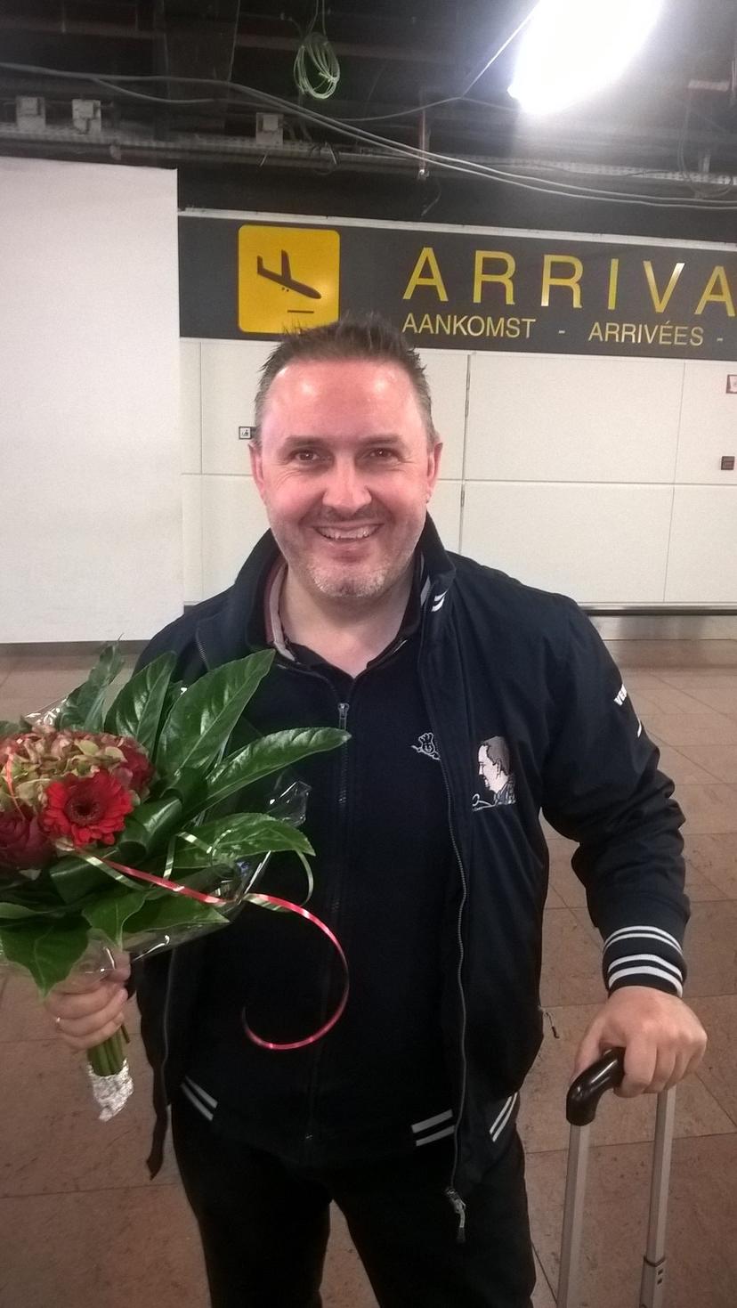 ATTENTION EDITORS - BEST QUALITY AVAILABLE Belgian Frederic Caudron, new world champion, pictured at his arrival at Zaventem airport, back from the world championship in Santa Cruz, Bolivia, Tuesday 14 November 2017. BELGA PHOTO TOON SACRE