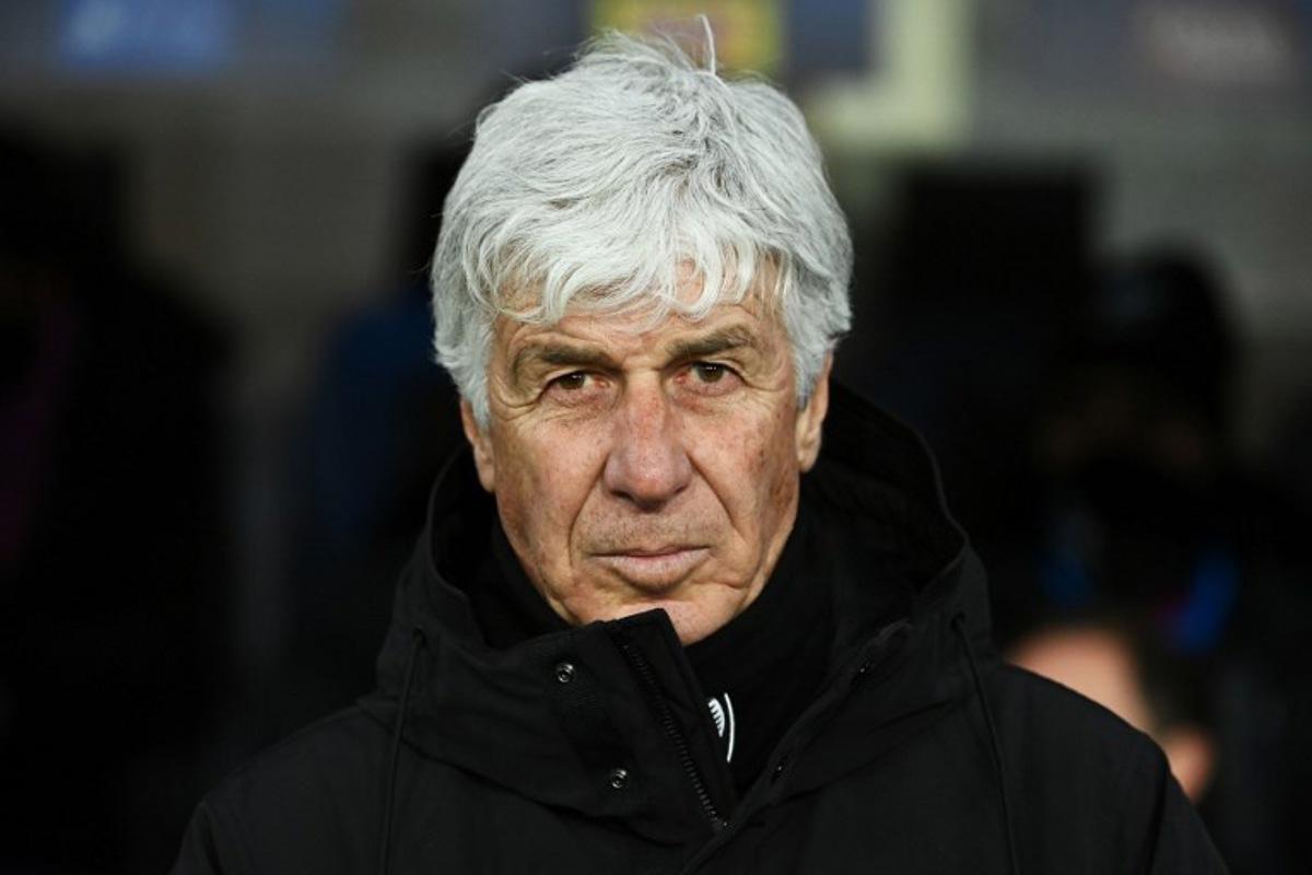 (FILES) Atalanta's Italian coach Gian Piero Gasperini reacts prior to the UEFA Champions League knockout phase play-off 2nd leg football match between Club Brugge KV and Atalanta at the Stadio di Bergamo in Bergamo on February 18, 2025. Gian Piero Gasperini confirmed on May 31, 2025 he will leave Atalanta after nine hugely successful years ahead of an expected move to rivals Roma. Isabella BONOTTO / AFP