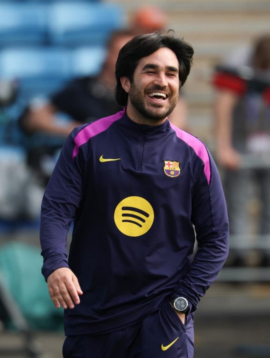 Barcelona's Spanish coach Pere Romeu takes part in a training session on the eve of the UEFA Women's Chanmpions League final at the Ullevaal Stadium in Oslo, Norway on May 22, 2026. Barcelona face Olympique Lyonnais (OL) in the UEFA Women's Chanmpions League final in Oslo on May 23, 2026. Odd ANDERSEN / AFP