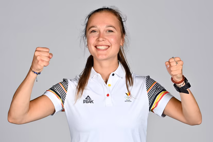 Tinne Gilis poses for the photographer at a photoshoot for the Belgian Olympic Committee BOIC - COIB ahead of the The World Games 2022 sports event, Monday 20 June 2022 in Deurne, Antwerp. BELGA PHOTO DIRK WAEM