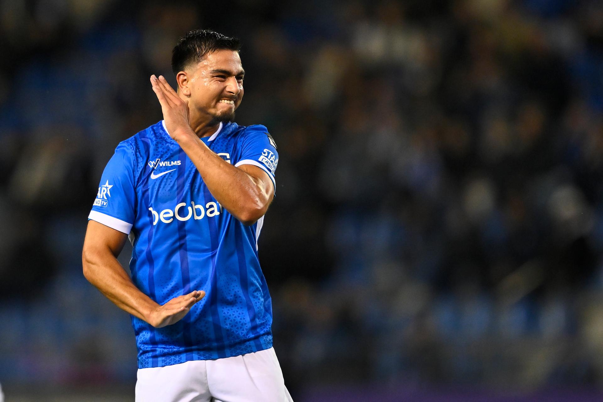 Genk's Jusef Erabi looks dejected during a soccer match between KRC Genk and Royal Antwerp FC, Tuesday 19 May 2026 in Genk, on the ninth day of the Europe Play-offs (PO 2) of the 2025-2026 'Jupiler Pro League' first division of the Belgian championship. BELGA PHOTO JOHAN EYCKENS