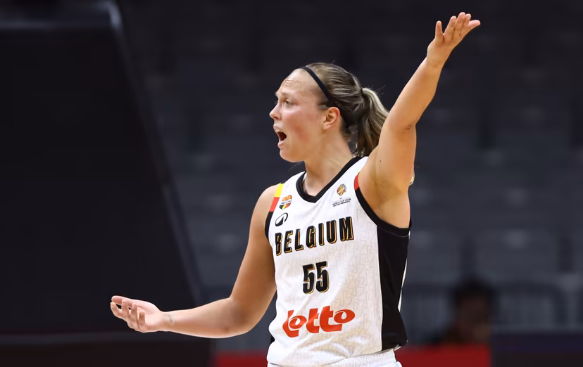 Belgium's Julie Allemand gestures during a basket game between Belgium's national team Belgian Cats and Mali, in Wuhan, China, on Saturday 14 March 2026, the third game (out of 5) of the qualifications phase for the World Cup Basket tournament. BELGA PHOTO NIKOLA KRSTIC