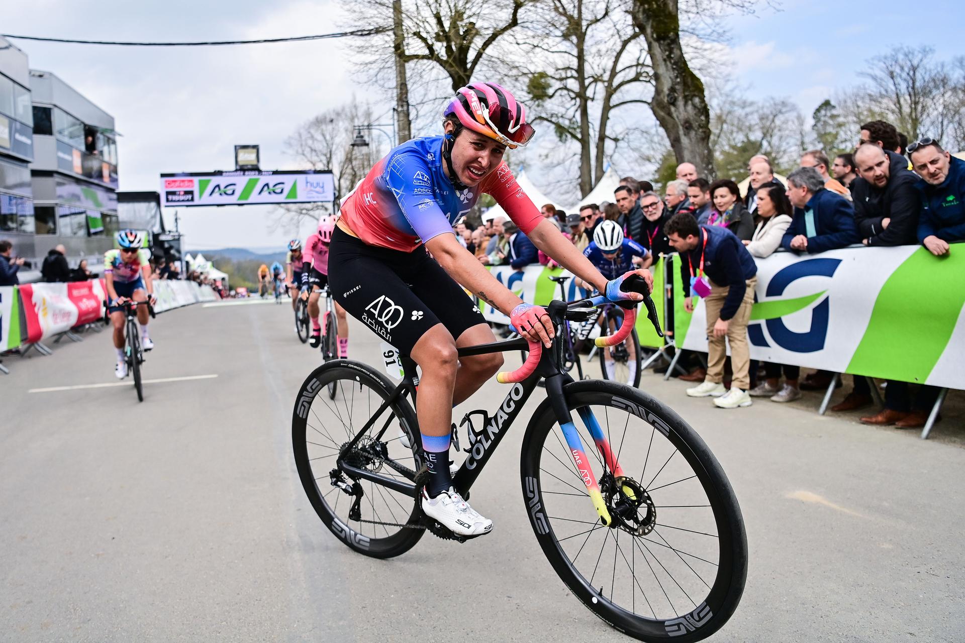 Italian Silvia Persico of UAE Team ADQ pictured after the women's race 'La Fleche Wallonne', a one day cycling race (Waalse Pijl - Walloon Arrow), 127,3 km from Huy to Huy, Wednesday 19 April 2023. BELGA PHOTO DIRK WAEM