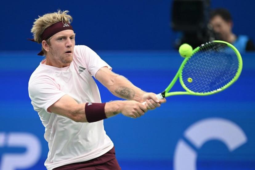Spain's Alejandro Davidovich Fokina hits a return to Georgia's Nikoloz Basilashvili during their men's singles semi-final match at the Chengdu Open tennis tournament in Chengdu, in China's southwest Sichuan province on September 28, 2026. AFP