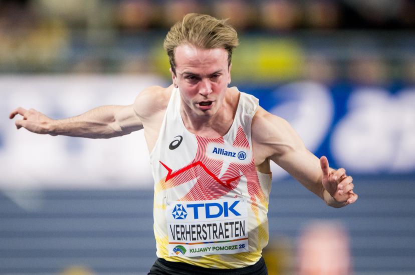 Belgian athlete Simon Verherstraeten pictured in action during the men's 60m, at the first day of the World Athletics Indoor Championship in Torun, Poland on Friday 20 March 2026. The championships take place from 20 to 22 March. BELGA PHOTO JASPER JACOBS