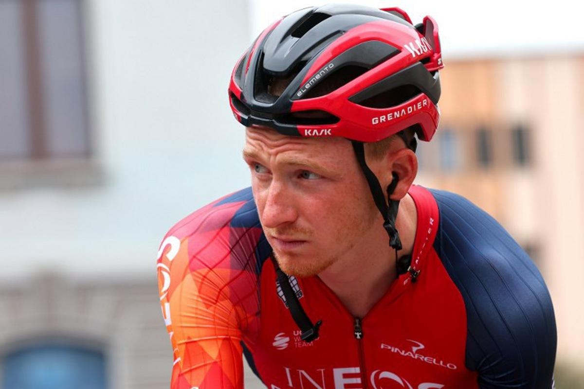 INEOS Grenadiers's British rider Tao Geoghegan Hart arrives prior to the third stage of the Giro d'Italia 2023 cycling race, 216 km between Vasto and Melfi, on May 8, 2023. Luca Bettini / AFP