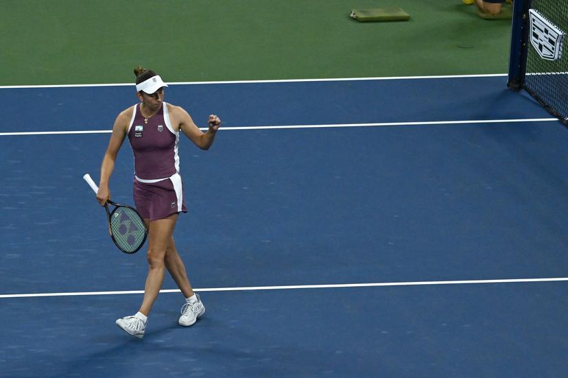 Elise Mertens of Belgium reacts as she plays against Naomi Osaka of Japan during the Women's singles Round 3 of the 2026 US Open Tennis Championship, USTA Billie Jean King National Tennis Center in Flushing Meadow-Corona Park, in the Queens borough of New York, NY, September 5, 2026. (Photo by Anthony Behar/Sipa USA) BELGA PHOTO BENELUX ONLY