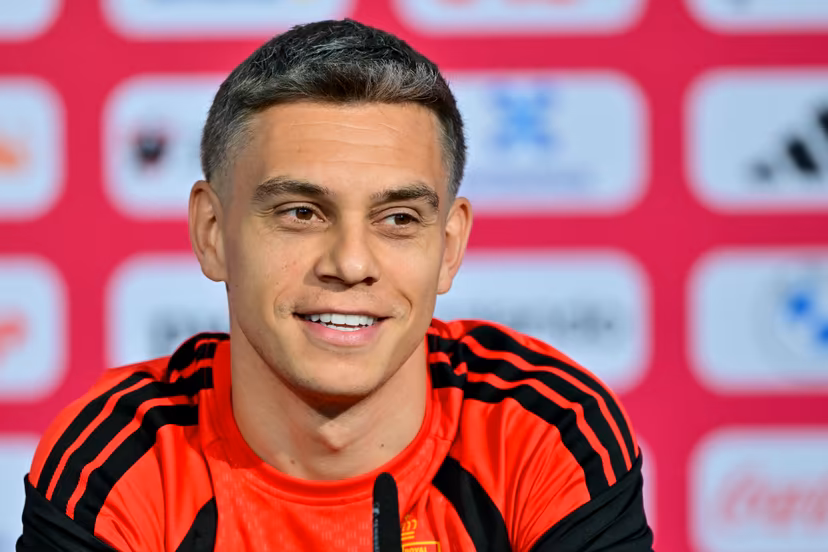 Belgium's Leandro Trossard pictured during a press conference of Belgian national soccer team Red Devils, at the basecamp in Seattle, USA on Tuesday 16 June 2026, after their first game against Egypt at the FIFA World Cup 2026. The match ended in a 1-1 draw. BELGA PHOTO DIRK WAEM