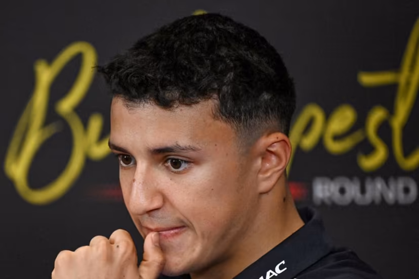 Red Bull Racing's French driver Isack Hadjar attends the driver's press conference ahead of the Formula One Hungarian Grand Prix at the Hungaroring circuit in Mogyorod near Budapest, Hungary, on July 23, 2026. Attila KISBENEDEK / AFP