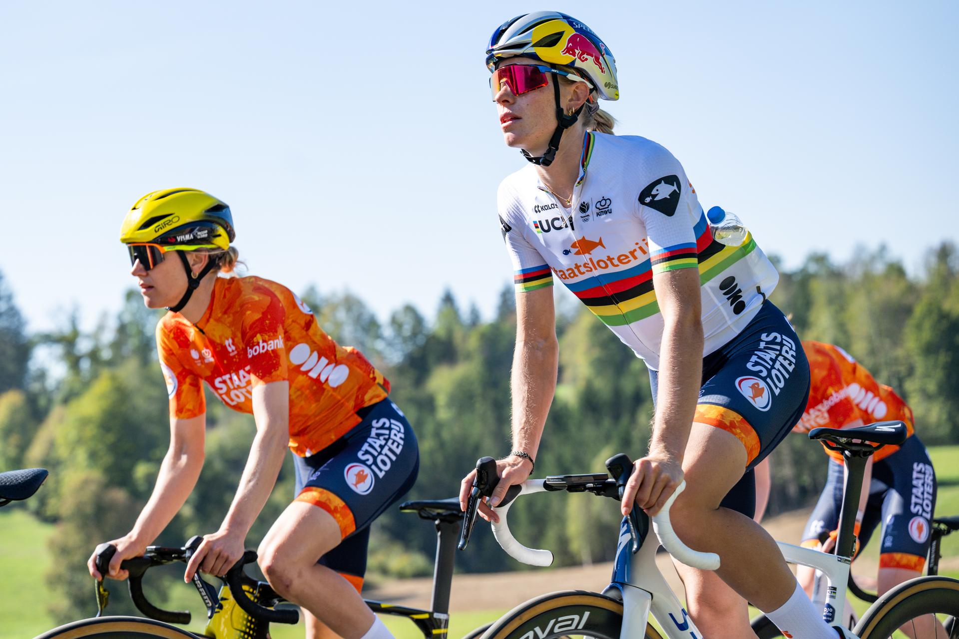 Dutch Demi Vollering is pictured in action during a training before the cycling European Championships, in Ljubljana, Slovenia, Thursday 1 October 2026. The UEC road championships are taking place from 03 to 07 October. BELGA PHOTO DAVID PINTENS