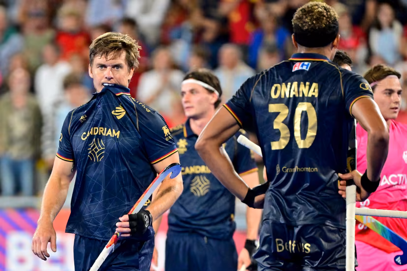 Belgium's Tom Boon looks dejected after losing a hockey game between Belgian Lions and Germany, the second (out of three) matches during the group stage of the men's 2026 Hockey World Cup, Monday 17 August 2026 in Wavre. The 2026 edition of the Hockey World Cup takes place in Belgium and The Netherlands from August 15 to August 30. BELGA PHOTO DIRK WAEM