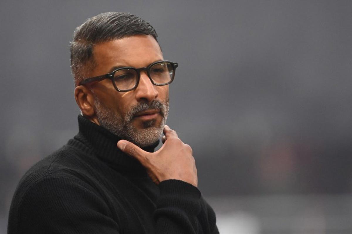 Rennes' Senegalese head coach Habib Beye looks on ahead of the French L1 football match between Stade Rennais FC and FC Lorient at the Roazhon Park stadium in Rennes, western France, on January 24, 2026. JEAN-FRANCOIS MONIER / AFP