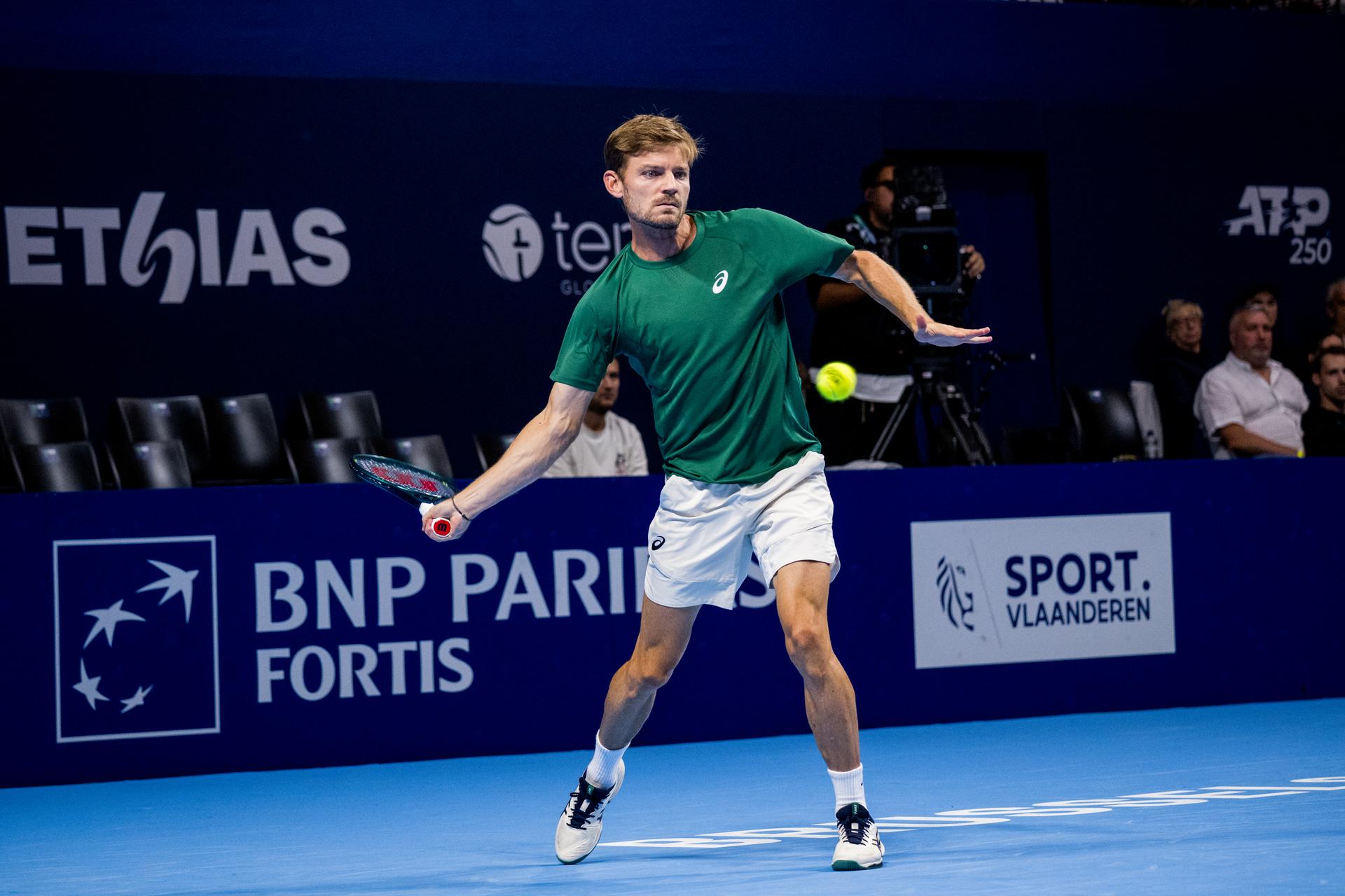 Belgian David Goffin pictured in action during the European Open ATP tennis tournament in Brussels, on Tuesday 14 October 2025. This year's edition of the tournament is taking place from 12 to 19 October 2025. BELGA PHOTO JASPER JACOBS