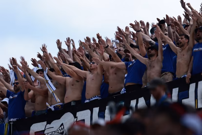 Bosnia and Herzegonvina's supporters cheer their team during the 2026 World Cup Group B football match between Canada and Bosnia and Herzegovina at the Toronto Stadium in Toronto on June 12, 2026. Cole Burston / AFP