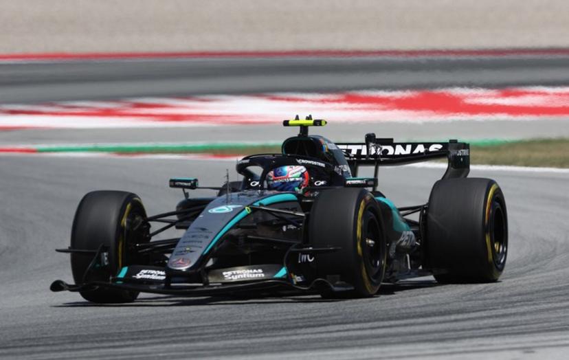 Mercedes' Italian driver Kimi Antonelli competes during the Catalonia Formula One Grand Prix at the Circuit de Catalunya in Montmelo, on the outskirts of Barcelona, on June 14, 2026. Josep LAGO / AFP