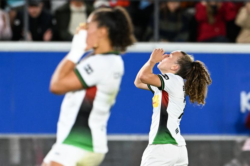 OHL's Alixe Bosteels looks dejected during a game between Oud-Heverlee Leuven Women and Poland women team Czarni Sosnowiec, Wednesday 2 September 2026 in Leuven, a return leg in the third round qualification game in the UEFA Women's Champions League. OHL Women won 1-4 the first leg. BELGA PHOTO JILL DELSAUX