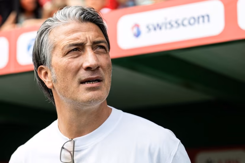 Switzerland's Swiss head coach Murat Yakin looks on during a friendly match between Switzerland and Jordan ahead of the 2026 FIFA World Cup football tournament at the Kybunpark stadium, in St. Gallen, on May 31, 2026. Ennio LEANZA / AFP