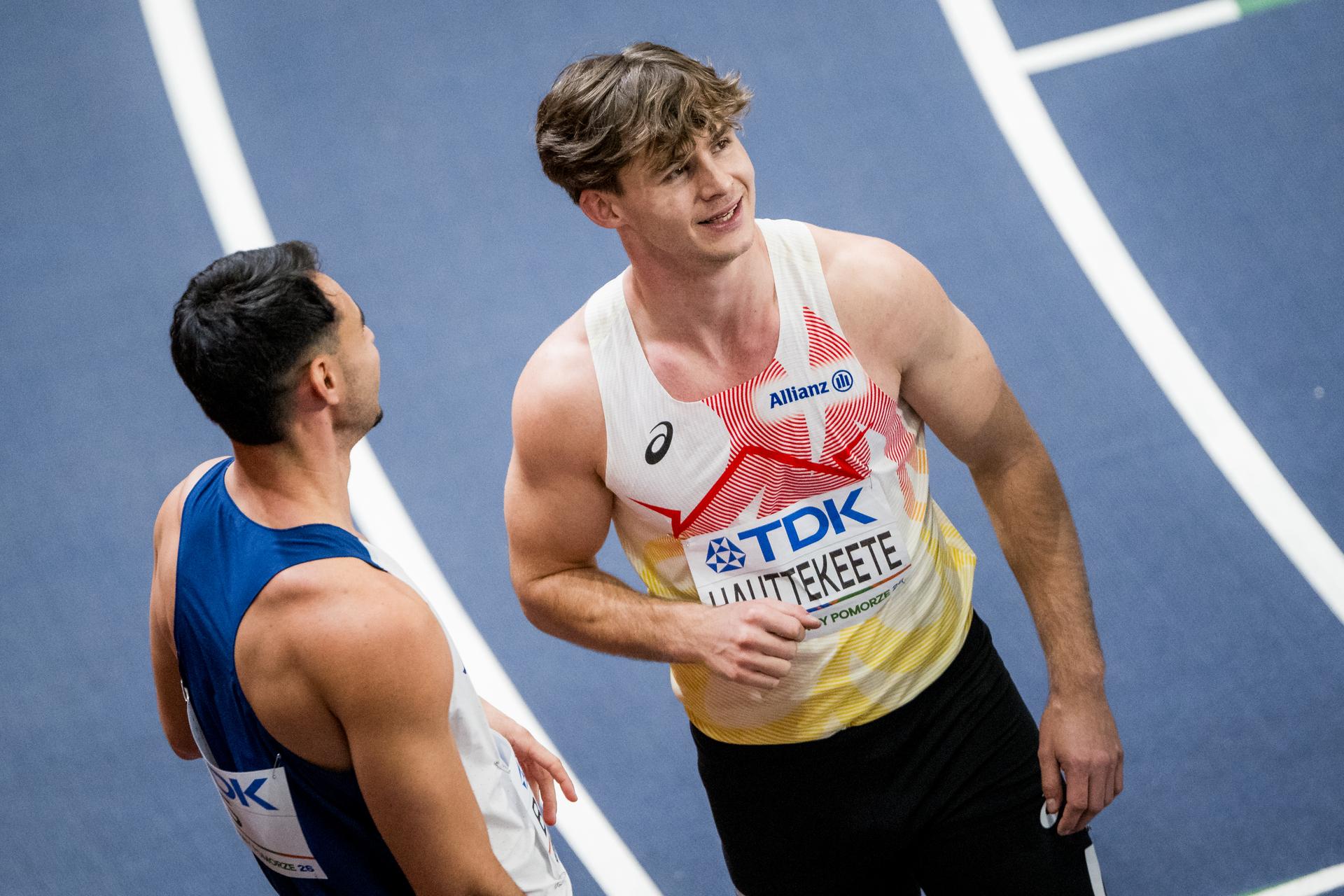 Belgian athlete Jente Hauttekeete pictured in action during the first day of the World Athletics Indoor Championship in Torun, Poland on Friday 20 March 2026. The championships take place from 20 to 22 March. BELGA PHOTO JASPER JACOBS