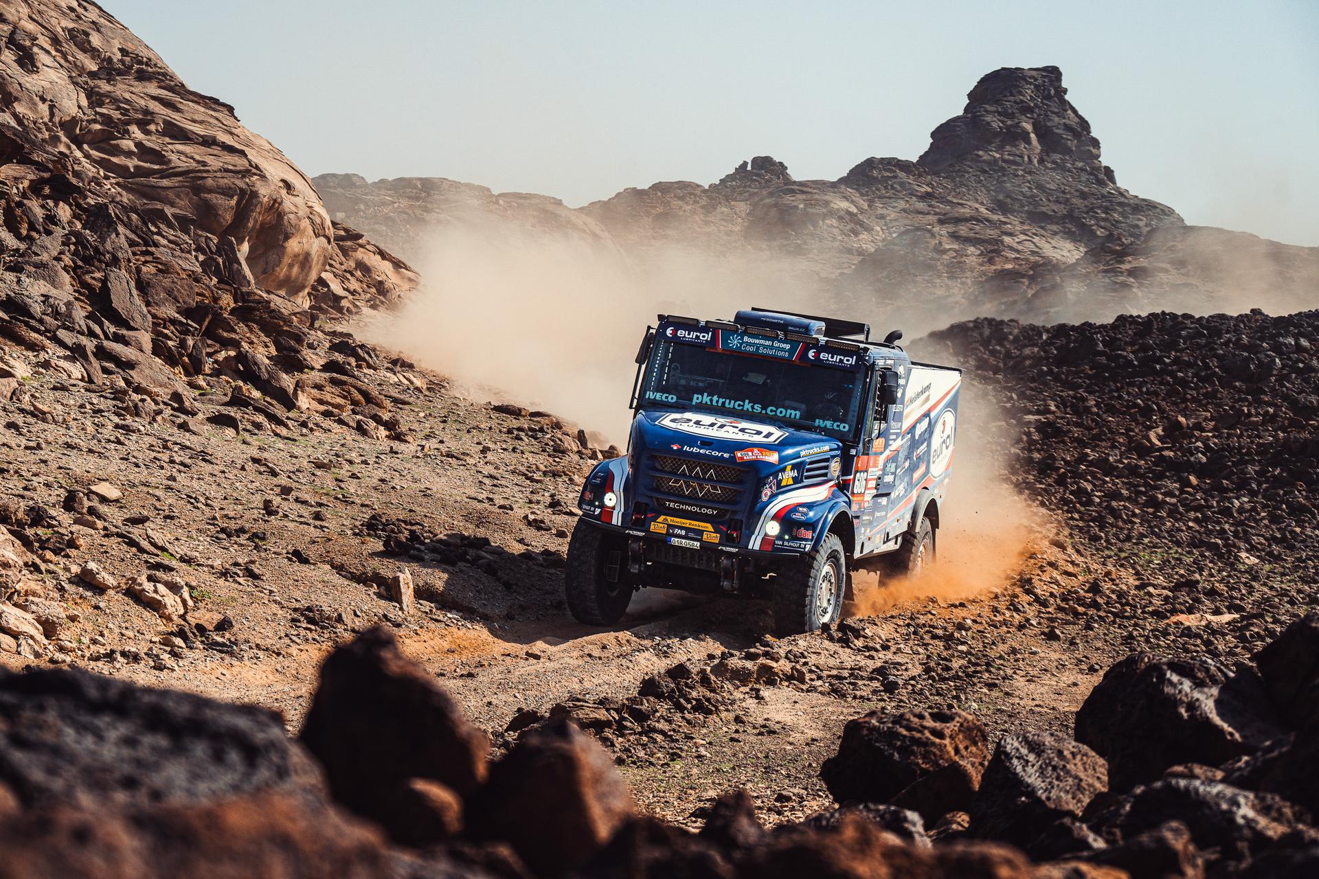 ATTENTION EDITORS - HAND OUT PICTURES - EDITORIAL USE ONLY - MANDATORY CREDIT: Eurol Rallysport Hand out picture released by Eric Dupain shows Martin Van Den Brink, Peter Willemsen, Rijk Mouw during stage 1 of the 2026 Dakar rally race in Yanbu, Saoudi Arabia on Sunday 04 January 2026. *** Belga and Belga Editorial Board decline all responsibility regarding the content of this picture. *** BELGA PHOTO HAND OUT EUROL RALLYSPORT