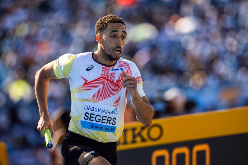Belgian Daniel Segers pictured at the Mixed 4x400m relay at the IAAF World Athletics Relays, Sunday 03 May 2026, in Gaborone, Botswana. BELGA PHOTO NIKOLA KRSTIC