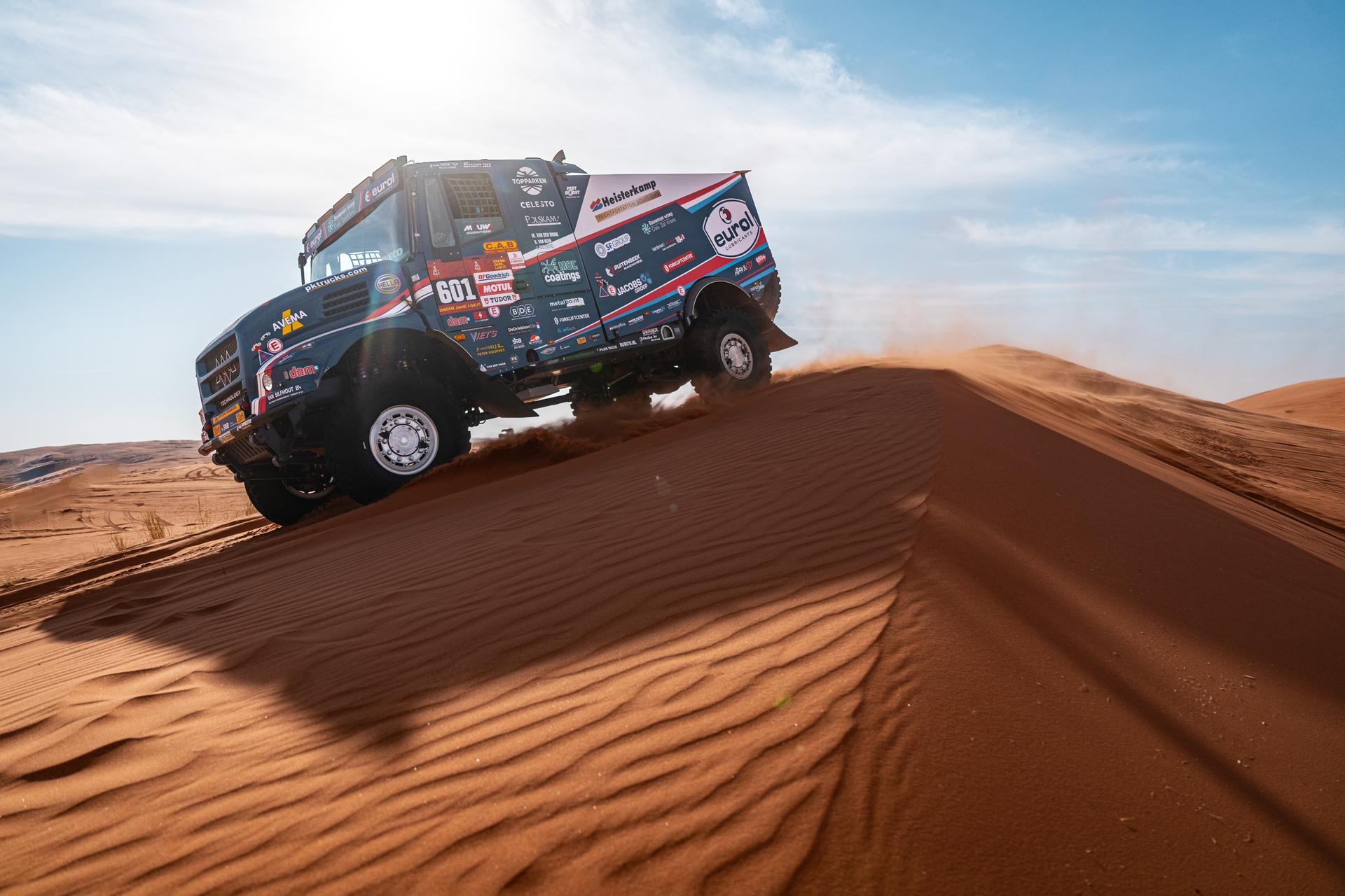 ATTENTION EDITORS - HAND OUT PICTURES - EDITORIAL USE ONLY - MANDATORY CREDIT: 'EUROL RALLYSPORT' Hand out picture released by Eric Dupain shows Mitchel Van Den Brink, Bart Van Heun and Jarno Van De Pol in action during stage 6 of the 2026 Dakar rally race in Ha'Il, Saudi Arabia on Friday 09 January 2026. *** Belga and Belga Editorial Board decline all responsibility regarding the content of this picture. *** PHOTO HAND OUT - EUROL RALLYSPORT