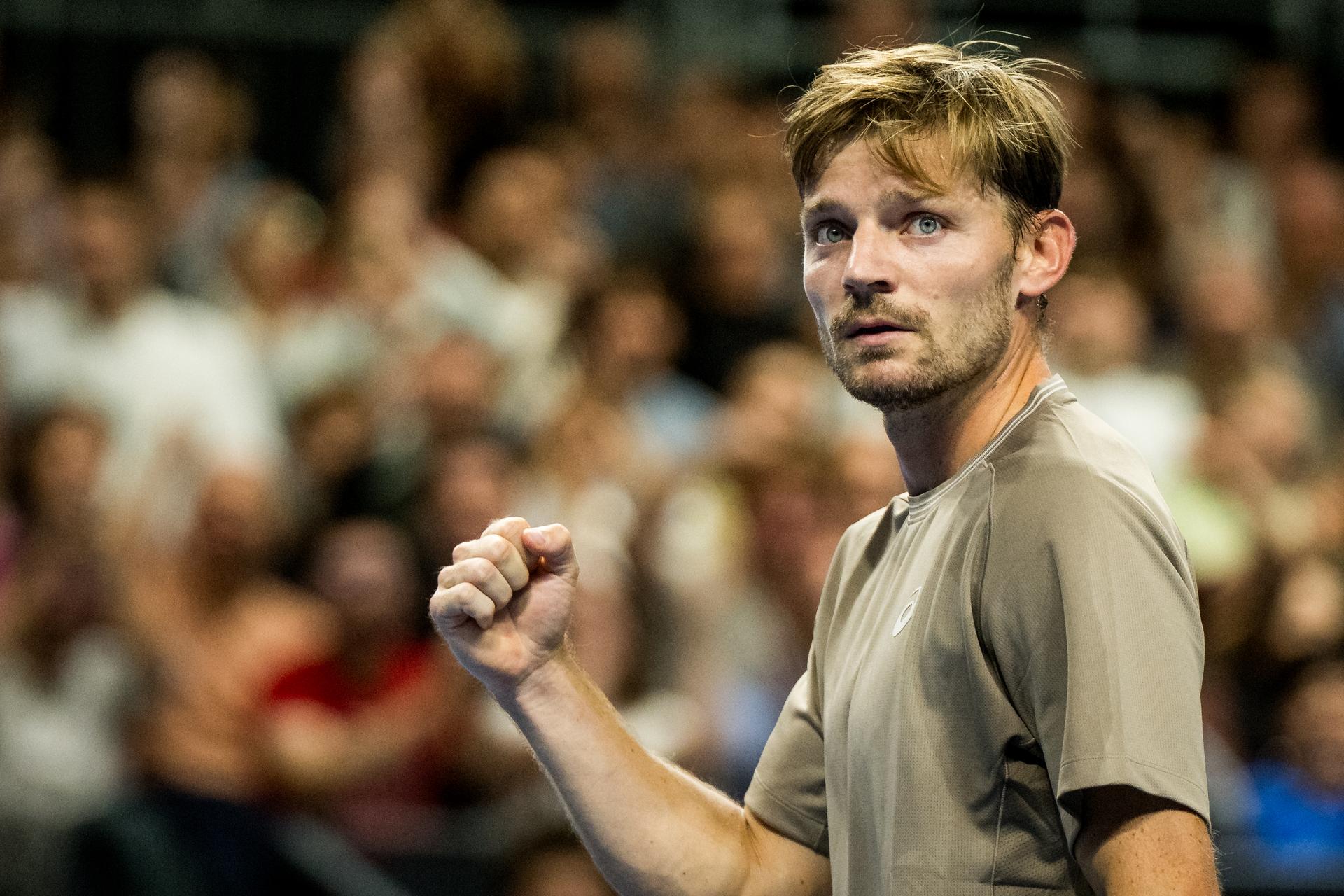 David Goffin of Belgium pictured in action during the European Open ATP tennis tournament in Brussels, on Thursday 22 October. This year's edition of the tournament is taking place from 17 to 25 October BELGA PHOTO JASPER JACOBS
