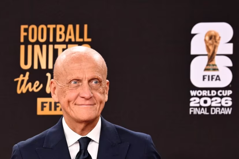 Chairman of the FIFA Referees Committee Pierluigi Collina poses on the red carpet upon arrival to attend the draw for the 2026 FIFA Football World Cup taking place in the US, Canada and Mexico, at the Kennedy Center, in Washington, DC, on December 5, 2025. Roberto SCHMIDT / AFP