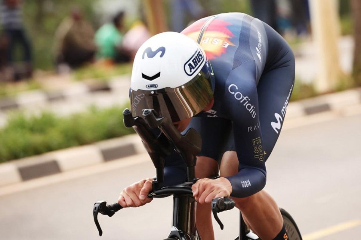 Spanish rider Ivan Romeo Abad competes in the men's Elite Individual Time Trial cycling event during the UCI 2025 Road World Championships, in Kigali, on September 21, 2025. Anne-Christine POUJOULAT / AFP