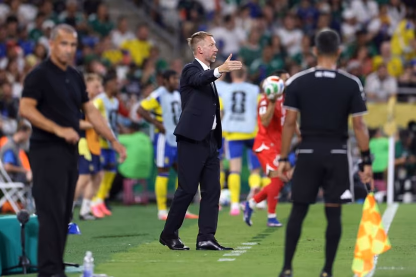 Sweden's English head coach Graham Potter gestures during the 2026 World Cup Group F football match between Sweden and Tunisia at the Monterrey Stadium in Guadalupe on June 14, 2026. Julio Cesar AGUILAR / AFP