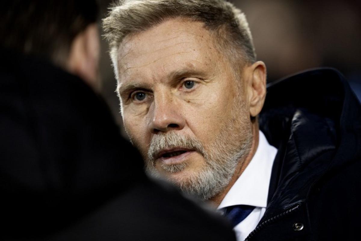 RC Genk's German coach Thorsten Fink is seen during the UEFA Europa League football match between FC Midtjylland and RC Genk in Herning, Denmark on December 11, 2025. Bo Amstrup / Ritzau Scanpix / AFP