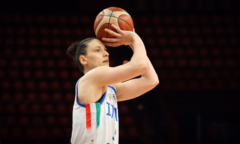 Italian Cecilia Zandalasini pictured in action during a basketball match between Italy and Turkey, in the quarterfinals of the FIBA Women's EuroBasket tournament, Tuesday 24 June 2025 in Piraeus, Greece. BELGA PHOTO VIRGINIE LEFOUR