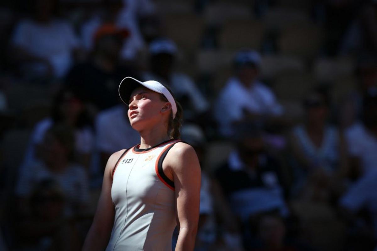 Kazakhstan's Elena Rybakina reacts to a point against Ukraine's Yuliia Starodubtseva during their women's singles match on day 4 of the French Open tennis tournament on Court Suzanne-Lenglen at the Roland-Garros Complex in Paris on May 27, 2026. ALAIN JOCARD / AFP