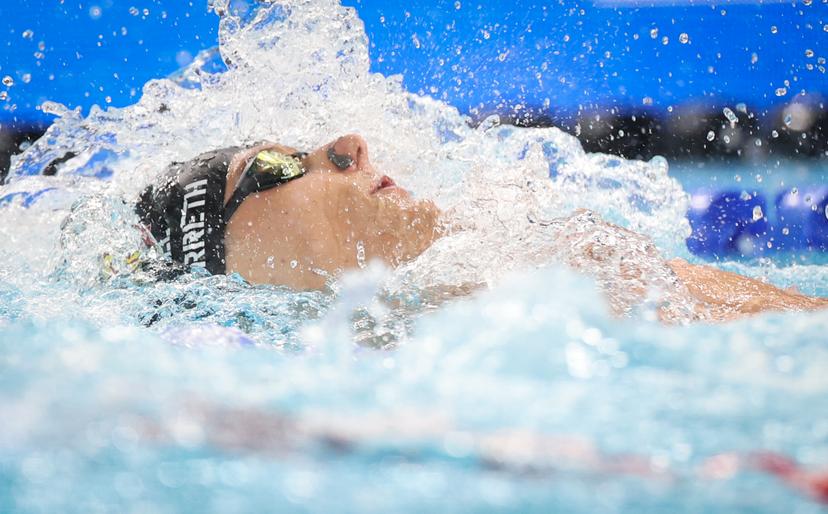 Belgian Noah Verreth pictured in action during the heats of the Men's 100m Backstroke on the sixth day of the European Aquatics Championships in Paris, France on Saturday 15 August 2026. BELGA PHOTO VIRGINIE LEFOUR