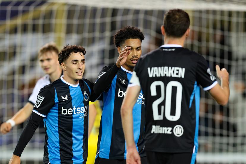 Club's Felix Lemarechal celebrates after scoring during a soccer match between Club Brugge and KSC Lokeren, Saturday 17 October 2026 in Brugge, a game in the 1/16 final of the Croky Cup Belgian cup competition. BELGA PHOTO BRUNO FAHY