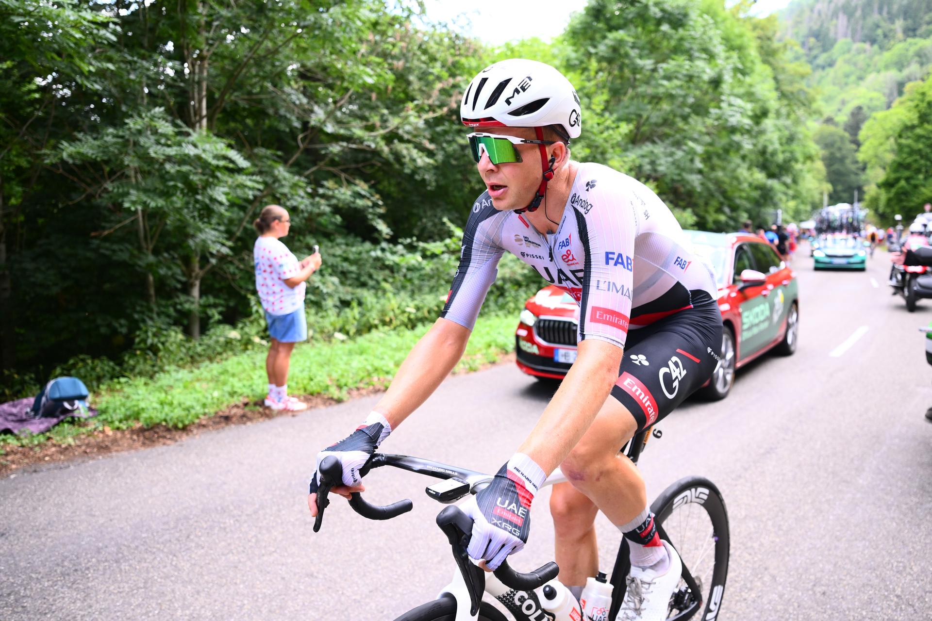 Belgian Florian Vermeersch of UAE Team Emirates XRG is pictured during stage 14 of the 2026 Tour de France cycling race, a stage of 155km from Mulhouse to Le Markstein Fellering, on Saturday 18 July 2026. The 113th edition of the Tour de France starts on Saturday 4 July in Barcelona, Spain, and will finish in Paris, France on the 26th of July. BELGA PHOTO POOL GREGORY VAN GANSEN