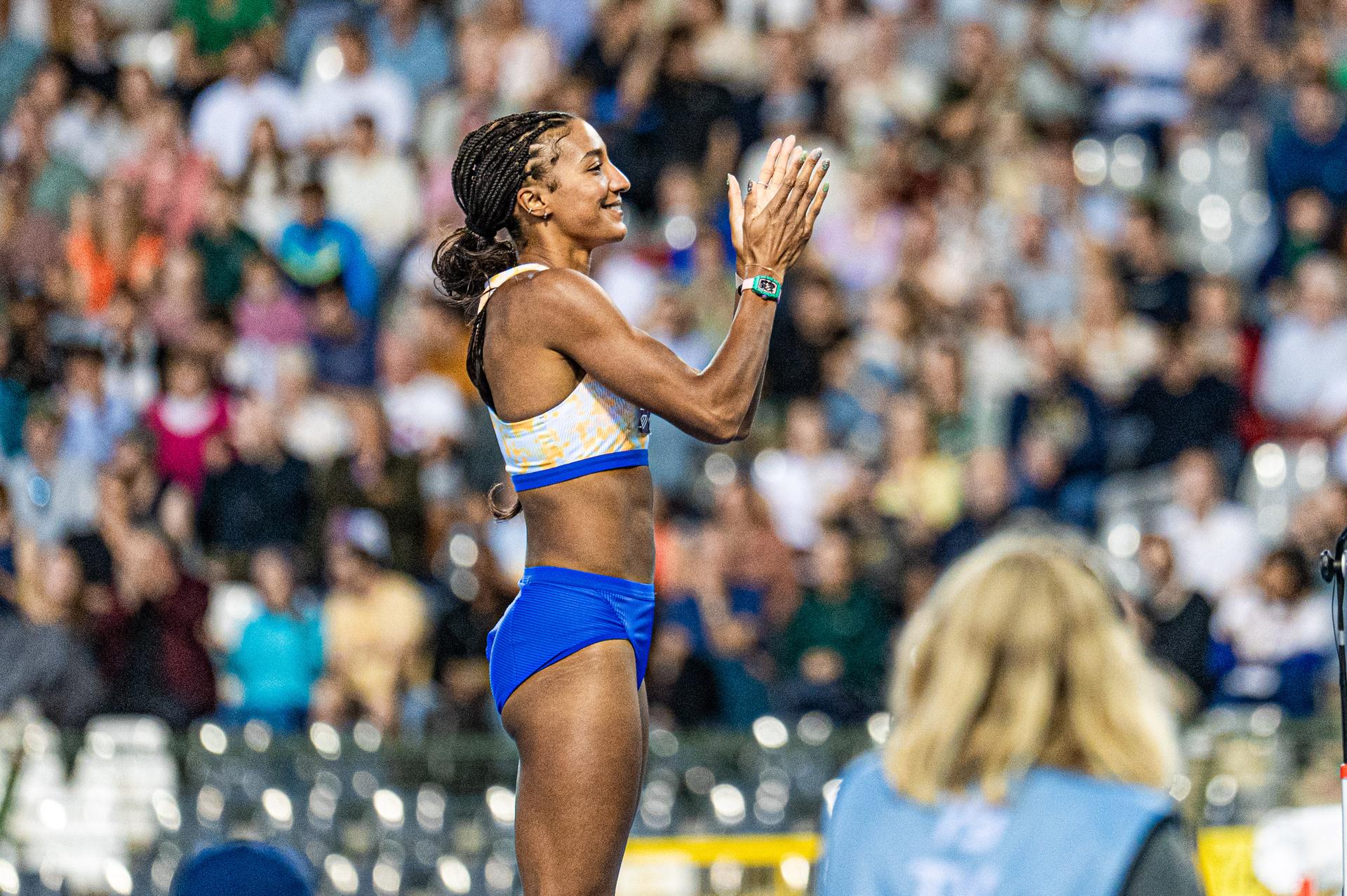 Belgian athlete Nafissatou 'Nafi' Thiam pictured during the high jump event at the 50th edition of the Memorial Van Damme Diamond League athletics event in Brussels, Saturday 5 September 2026. BELGA PHOTO EMILE WINDAL