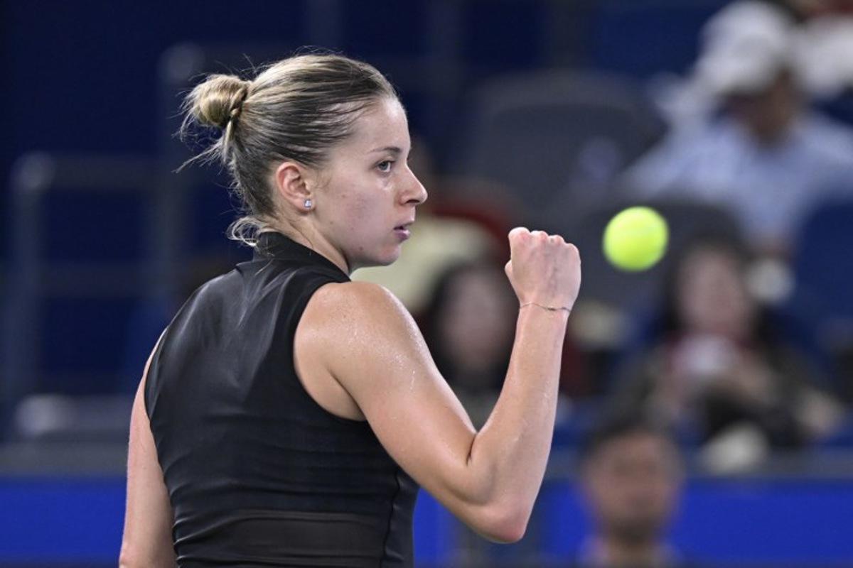 Poland's Maja Chwalinska reacts after a point during her women's singles semi-final match against Poland's Iga Swiatek at the Wuhan Open tennis tournament in Wuhan, China's Hubei province on October 17, 2026. WANG Zhao / AFP