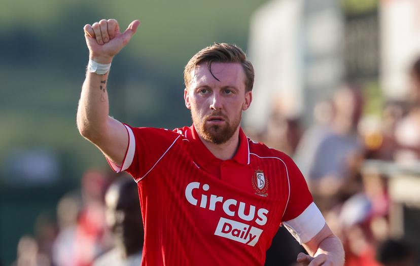 Standard's Tobias Mohr gestures during a friendly soccer game between third division soccer team Royal Football Club Aubel and first division Standard de Liege, on Wednesday 08 July 2026 in Aubel, in preparation of the upcoming 2026-2027 Belgian first division soccer season. BELGA PHOTO VIRGINIE LEFOUR